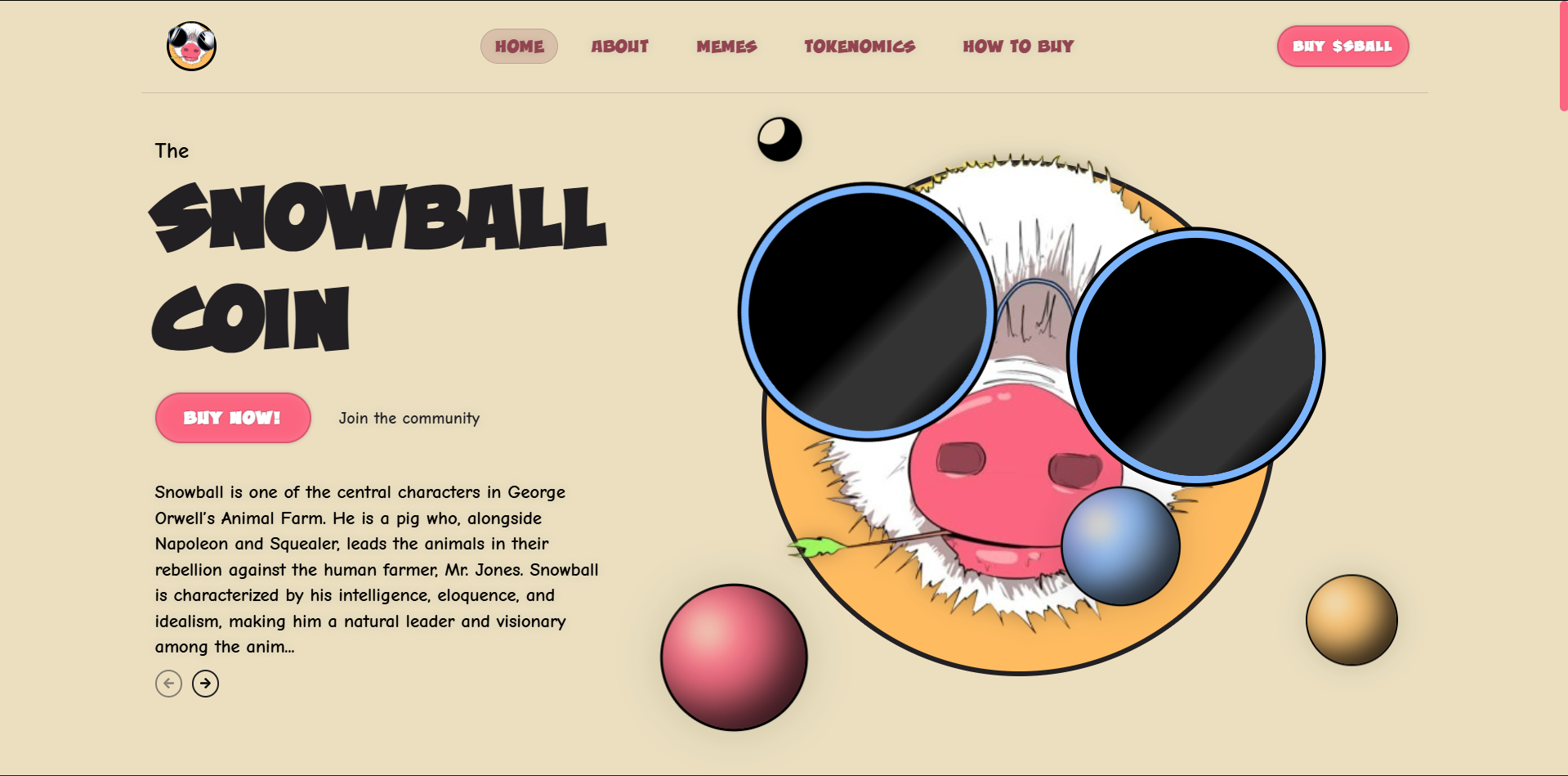 $SBALL website — home page light theme