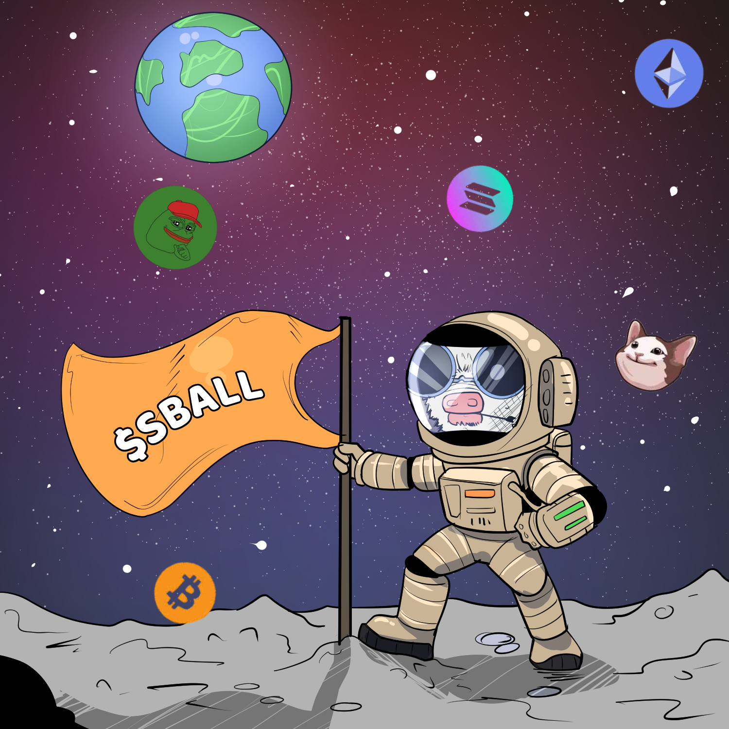 Snowball astronaut on moon