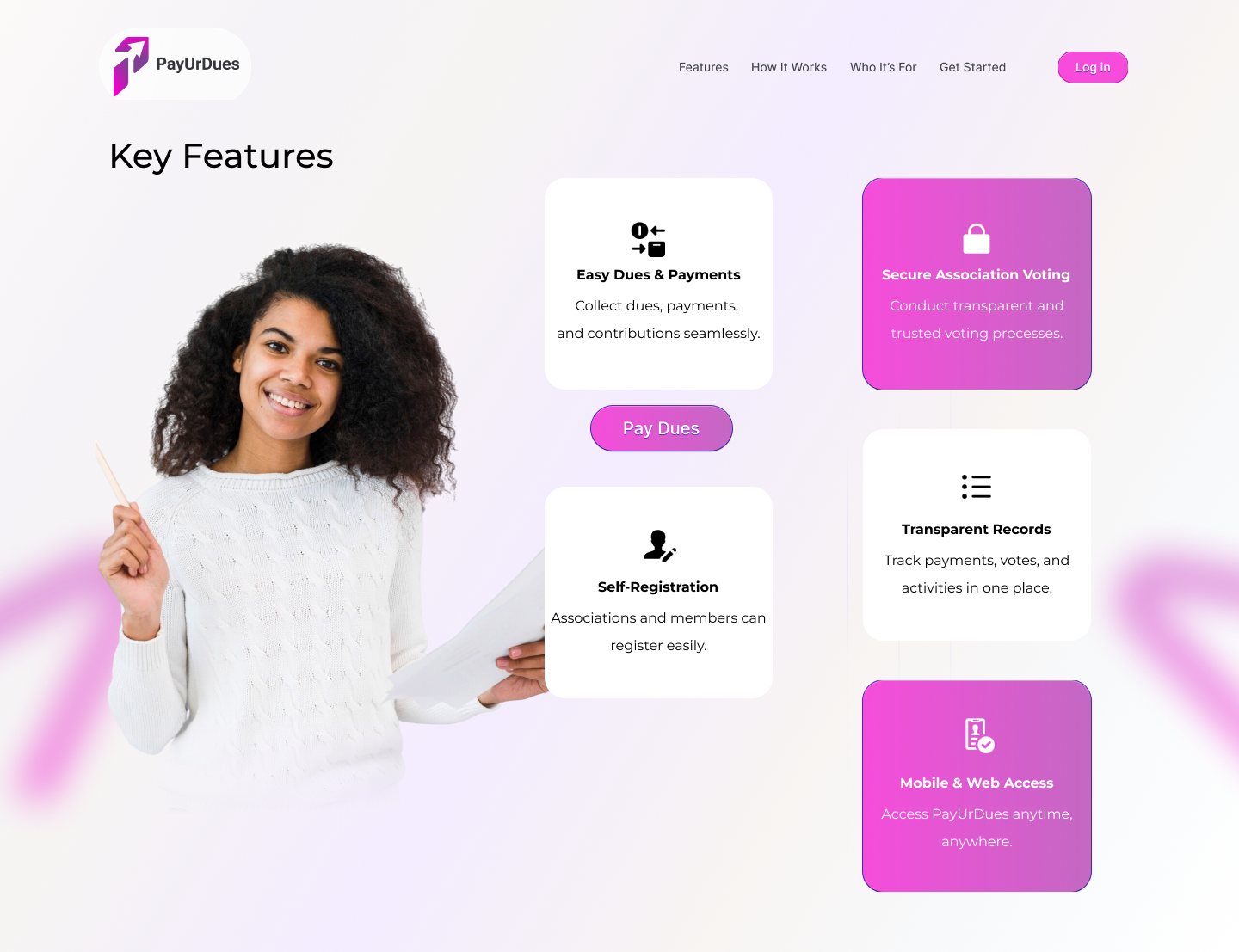 PayUrDues features section